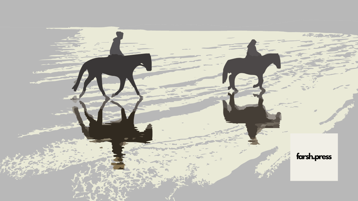 отражение, лошади, тень
